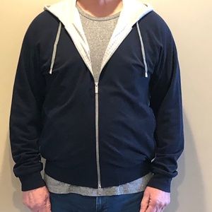 ZEGNA SPORT FULL ZIP HOODIE IN NAVY AND GREY